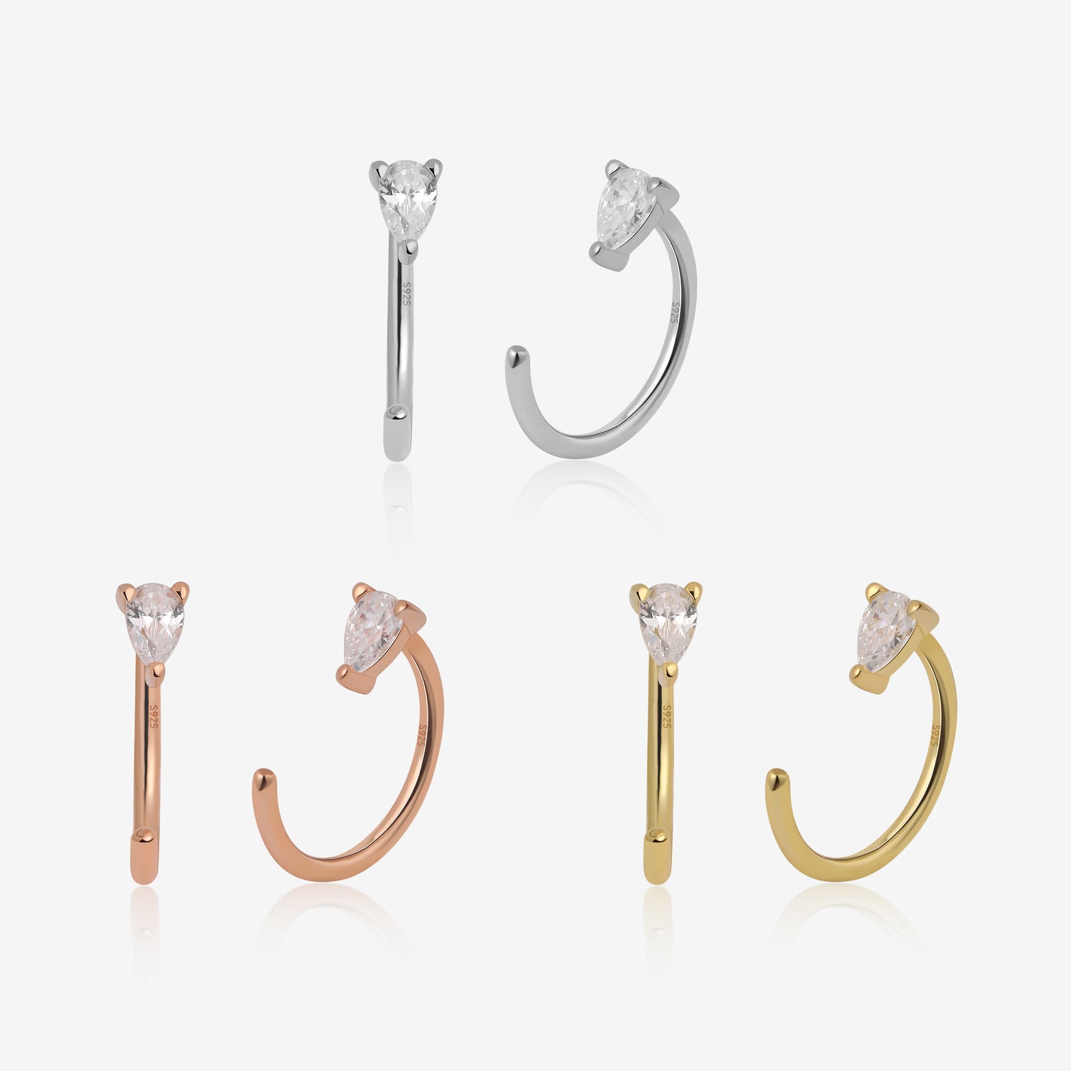 Pear Sparkle Huggie Hoop Earrings