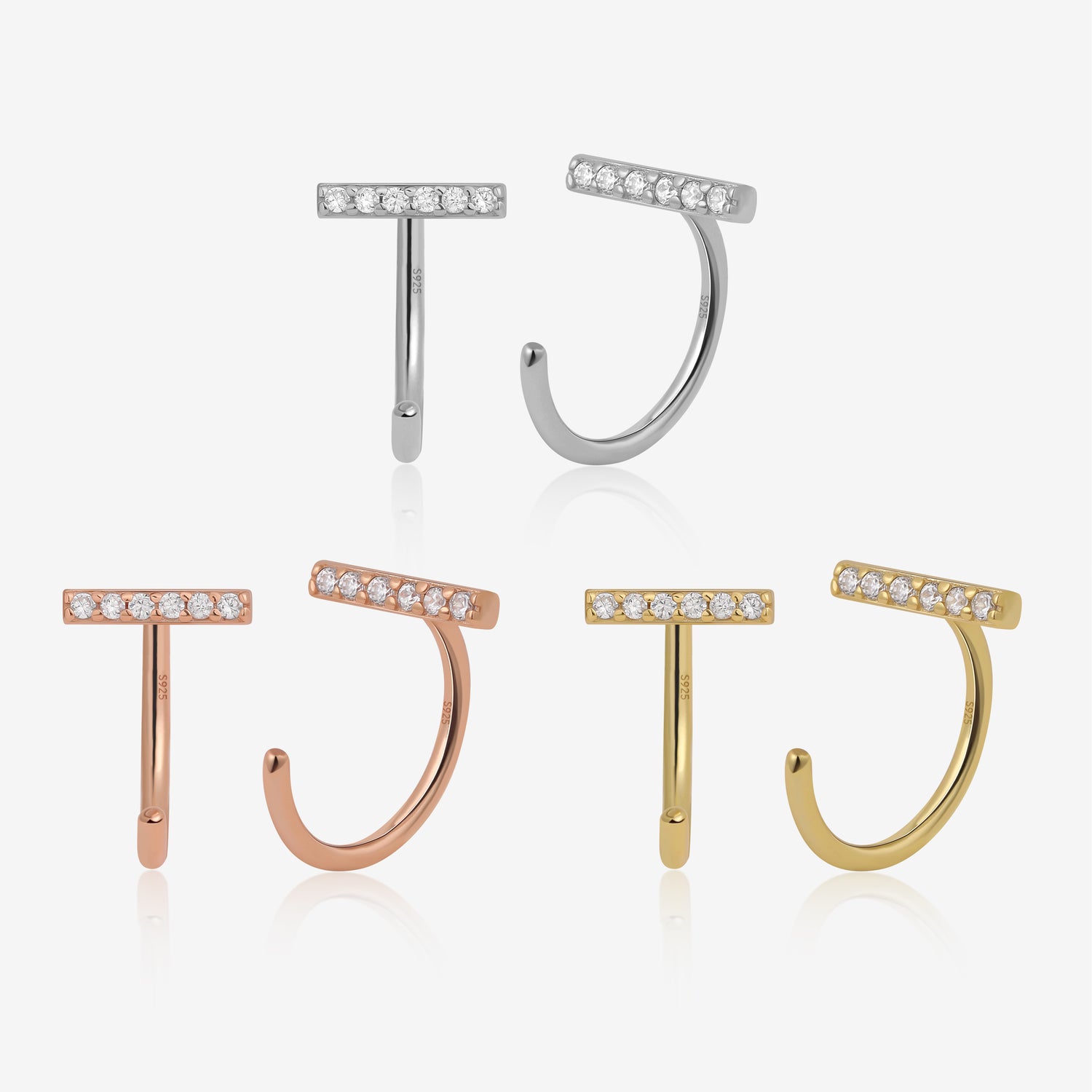 Sparkling Bar Huggie Hoop Earrings