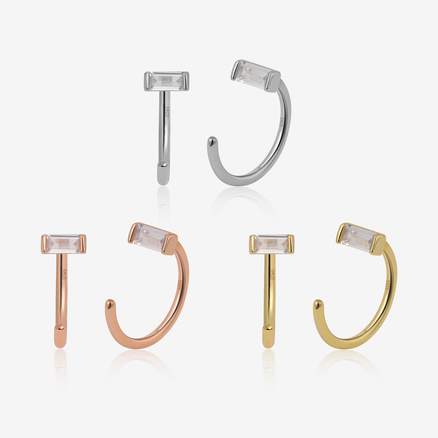 Baguette Sparkle Huggie Hoop Earrings