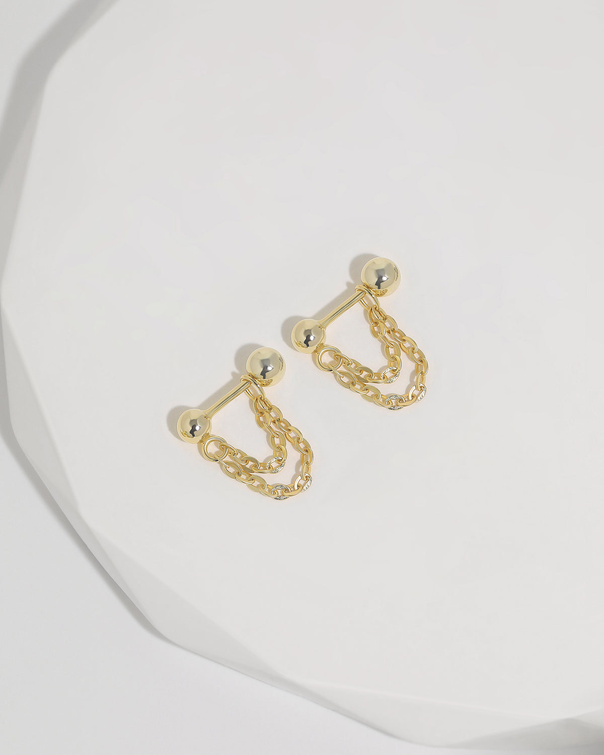 Chain earrings from Minimalist Touch Earrings Set in 925 sterling silver with double chain detail and ball backs.