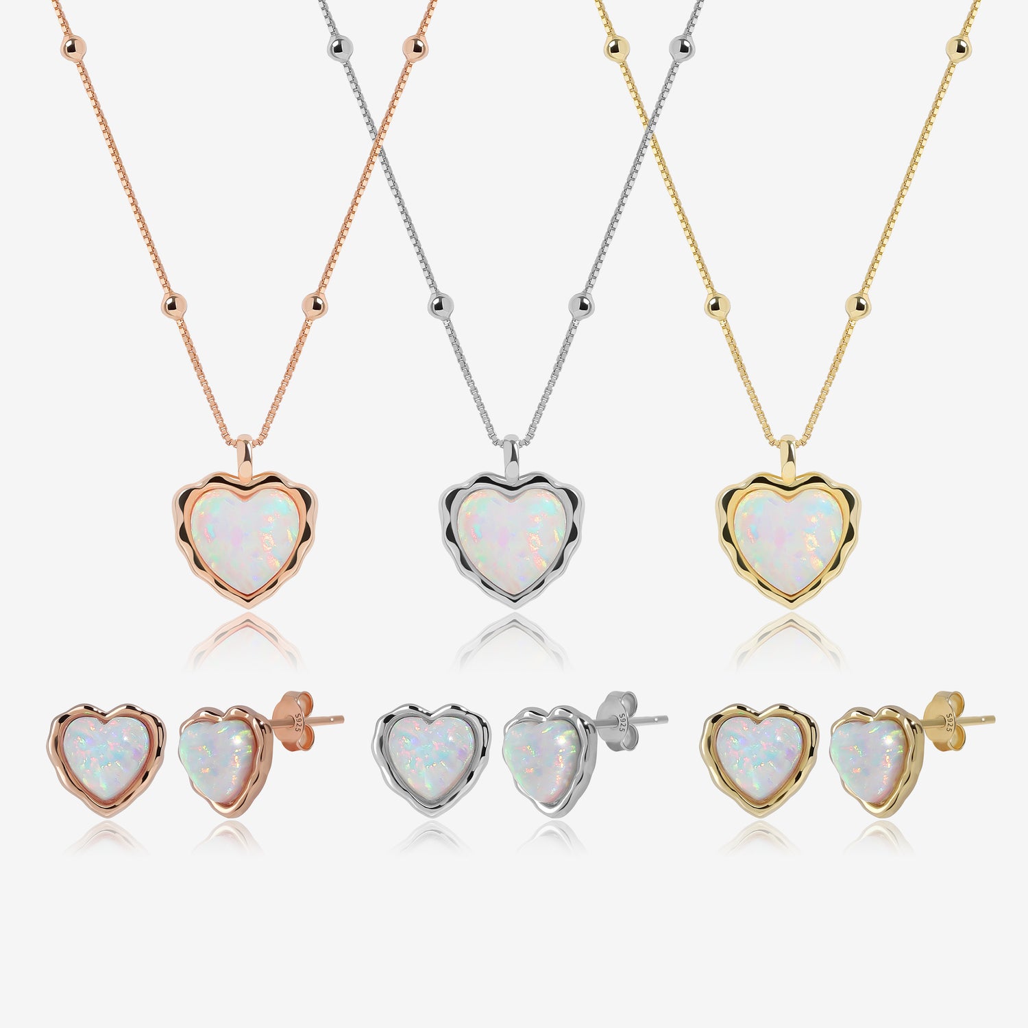 Opal Heart Jewelry Sets