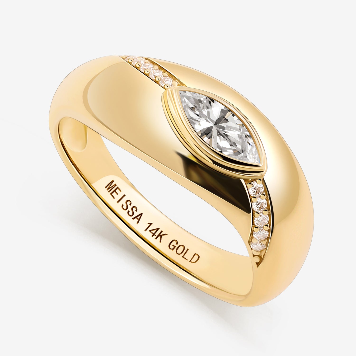 Marquise Crest Ring in Solid Gold