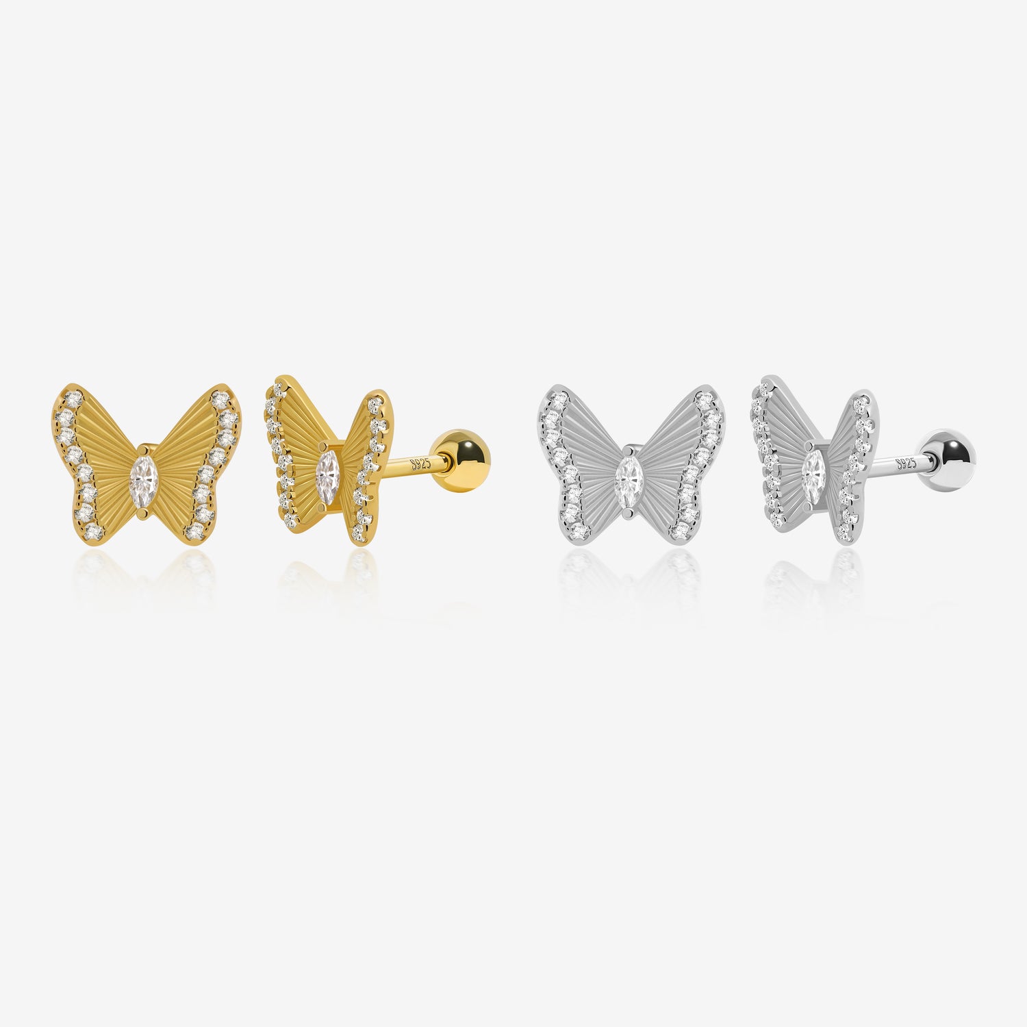 Marquise Butterfly Screw Back Earrings