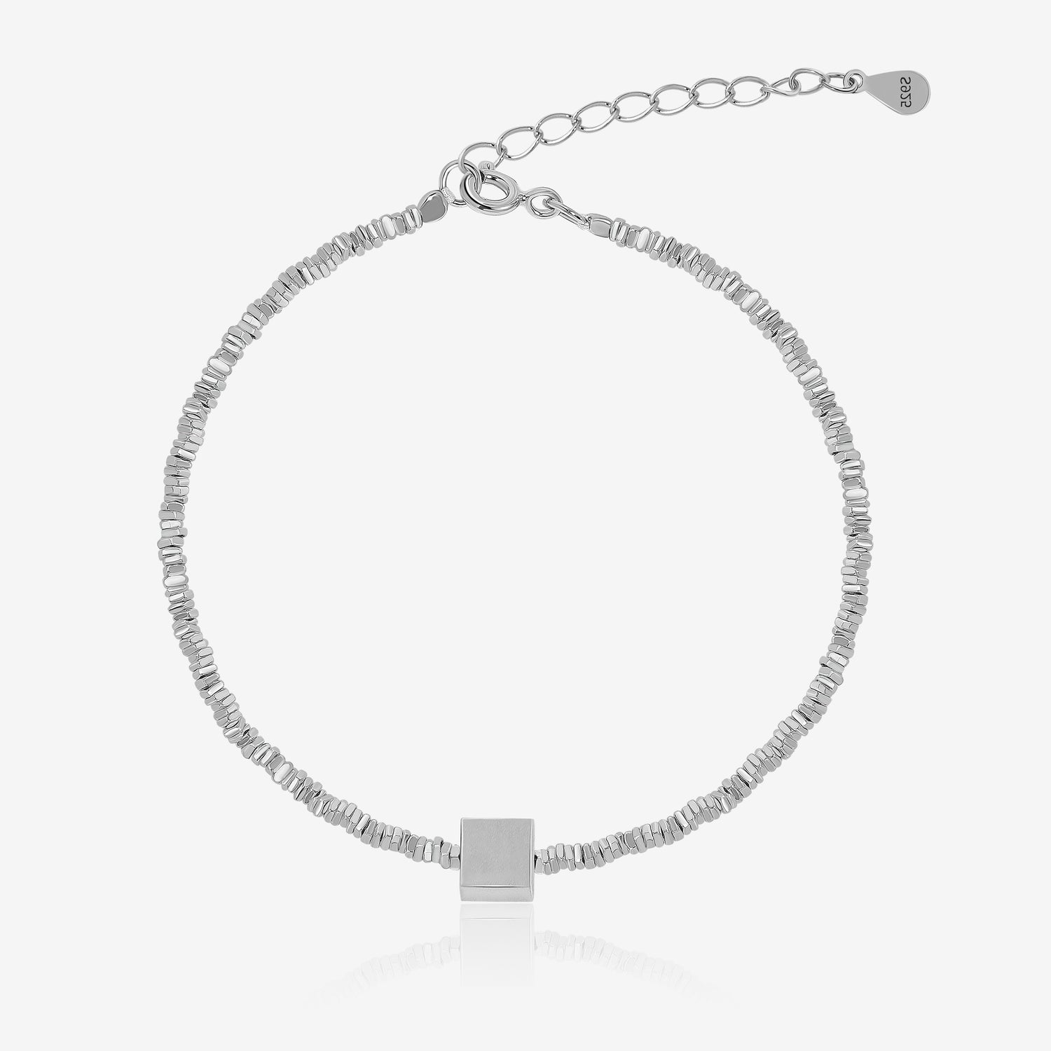 Cube Silver Beads Bracelet