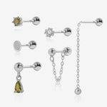 Side and back view of Chain Chic Earrings Set in 925 sterling silver showing ball back closures and chain details.