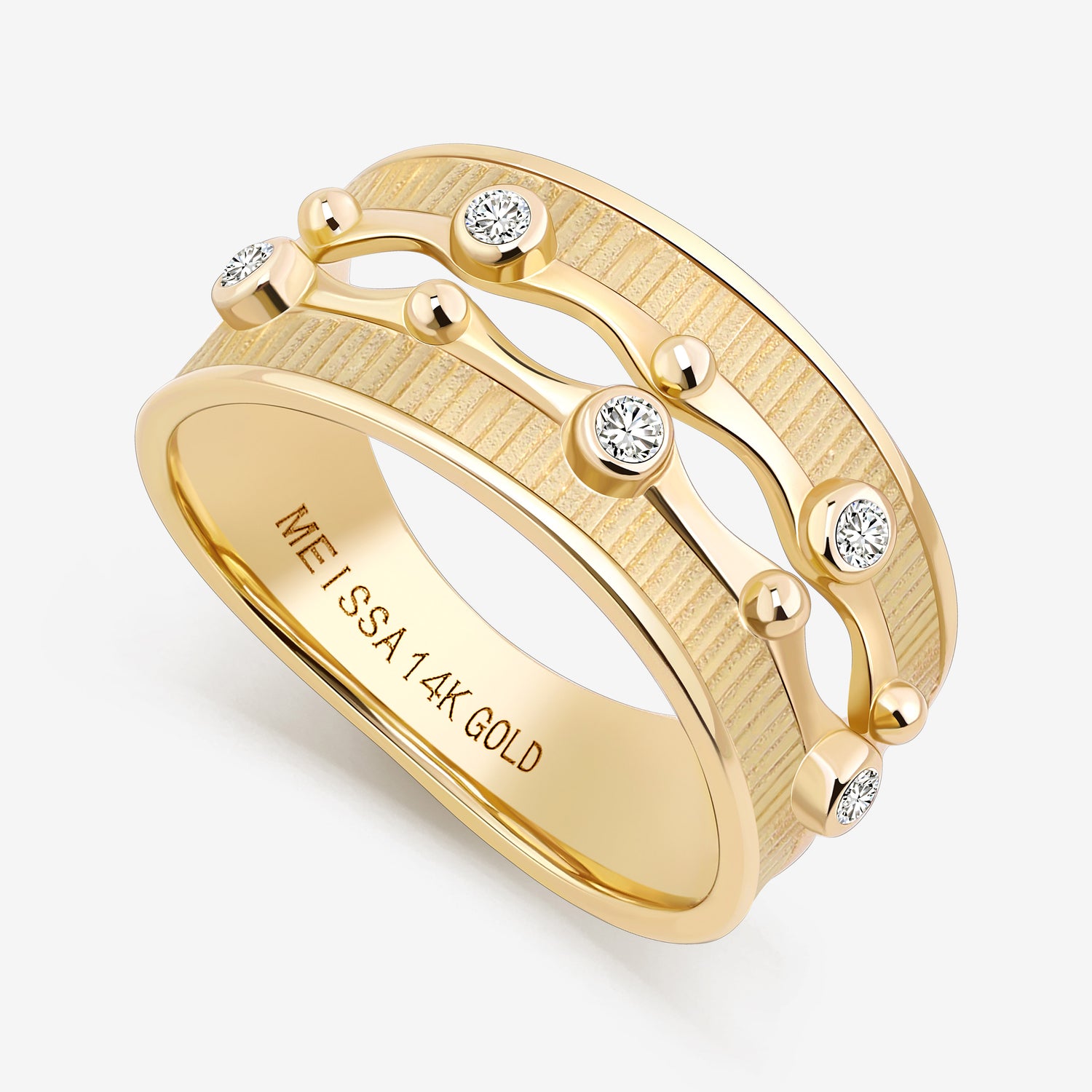 Crown Wave Ring in Solid Gold