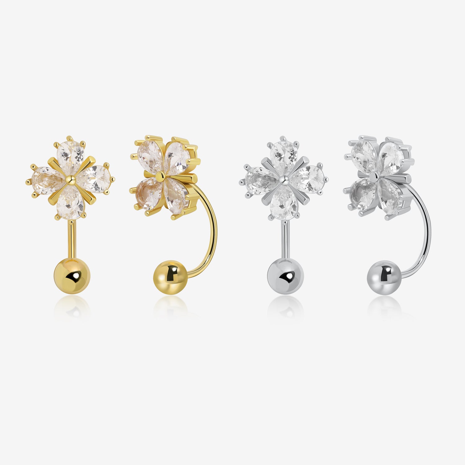 Dancing Petal U-Shaped Screw Back Earrings
