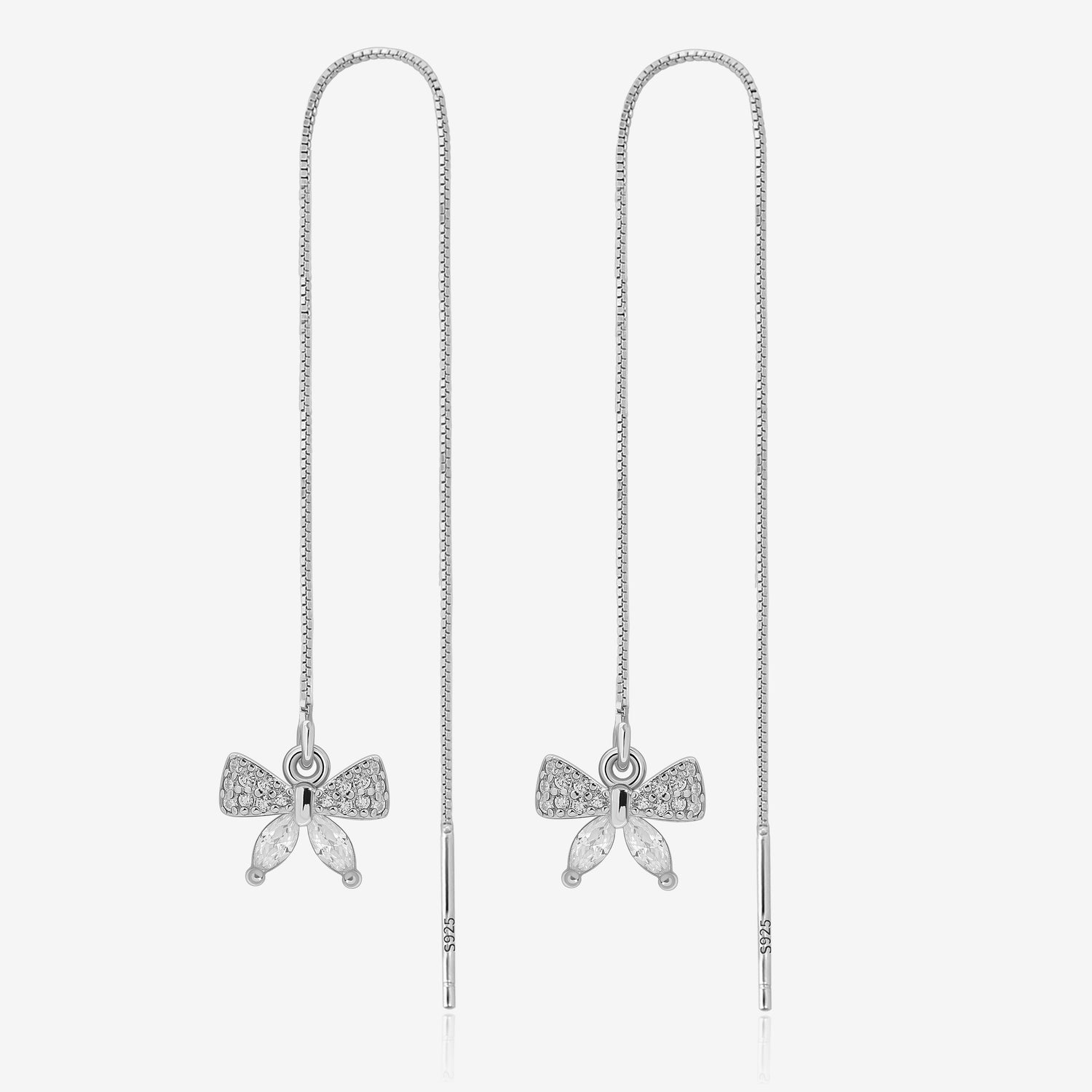 Petite Bow Sparkle Threader Earrings