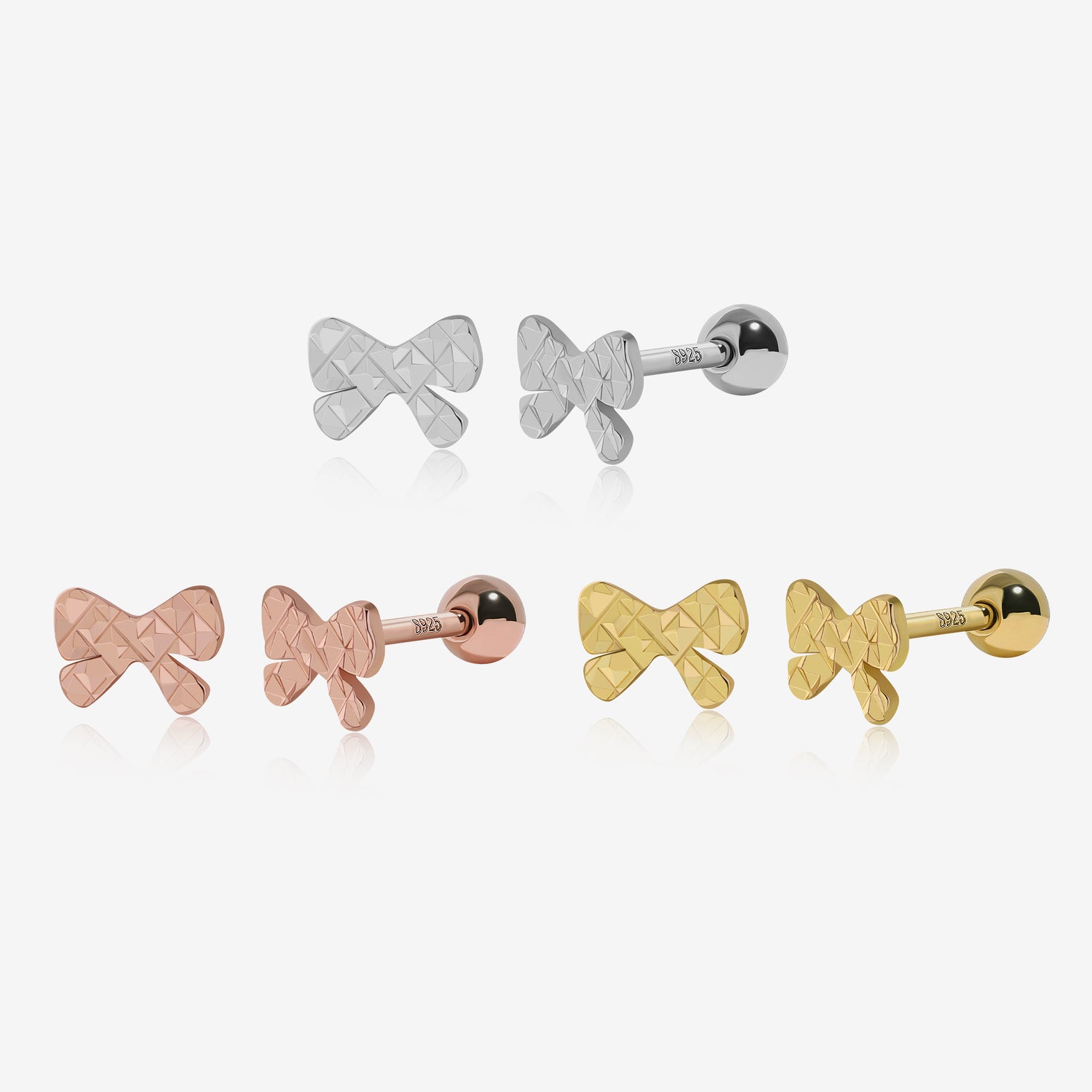 Textured Bow Screw Back Earrings