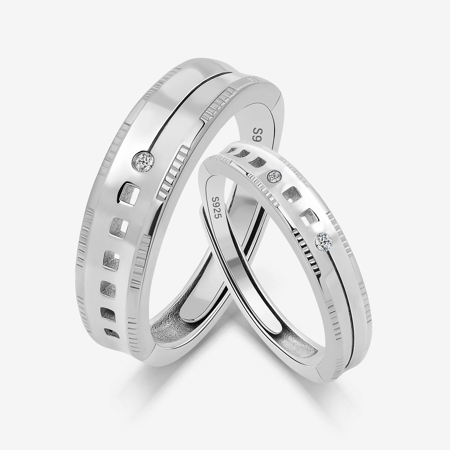 Parallel Hearts Couples’ Rings (Silver)