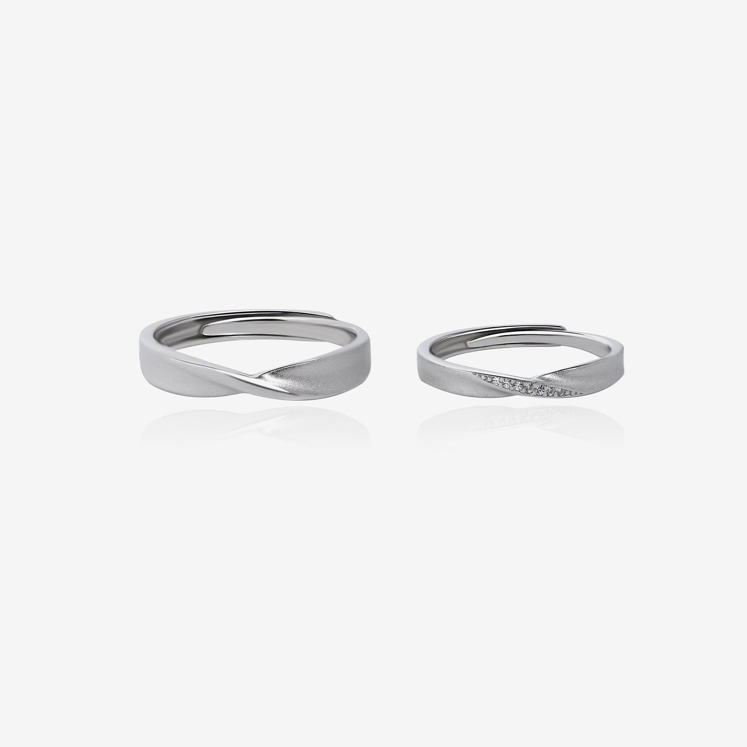 Sandblasted Finish Twist Couples' Rings