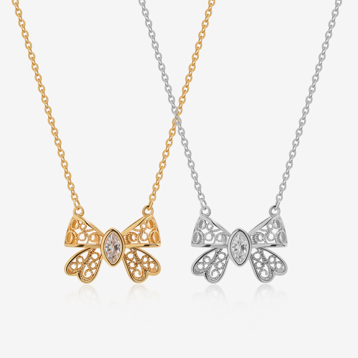 Lace Bow Sparkle Necklace