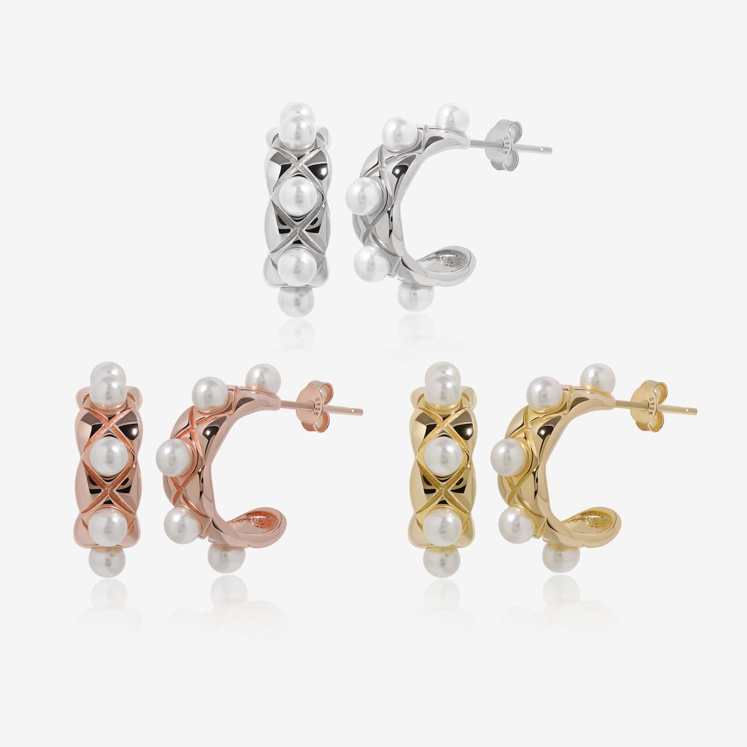 Crisscross Pearl Hoop Earrings