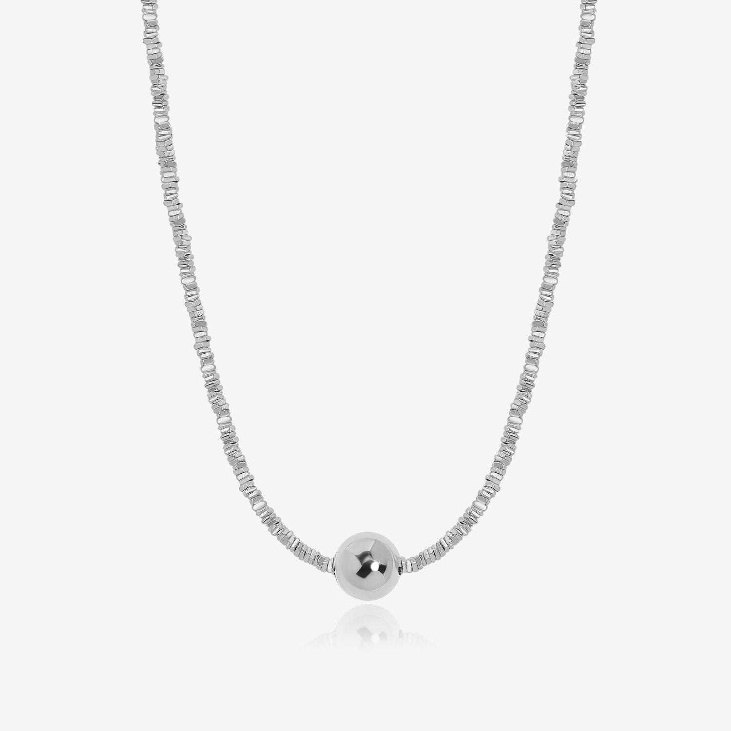 Round Silver Beads Necklace