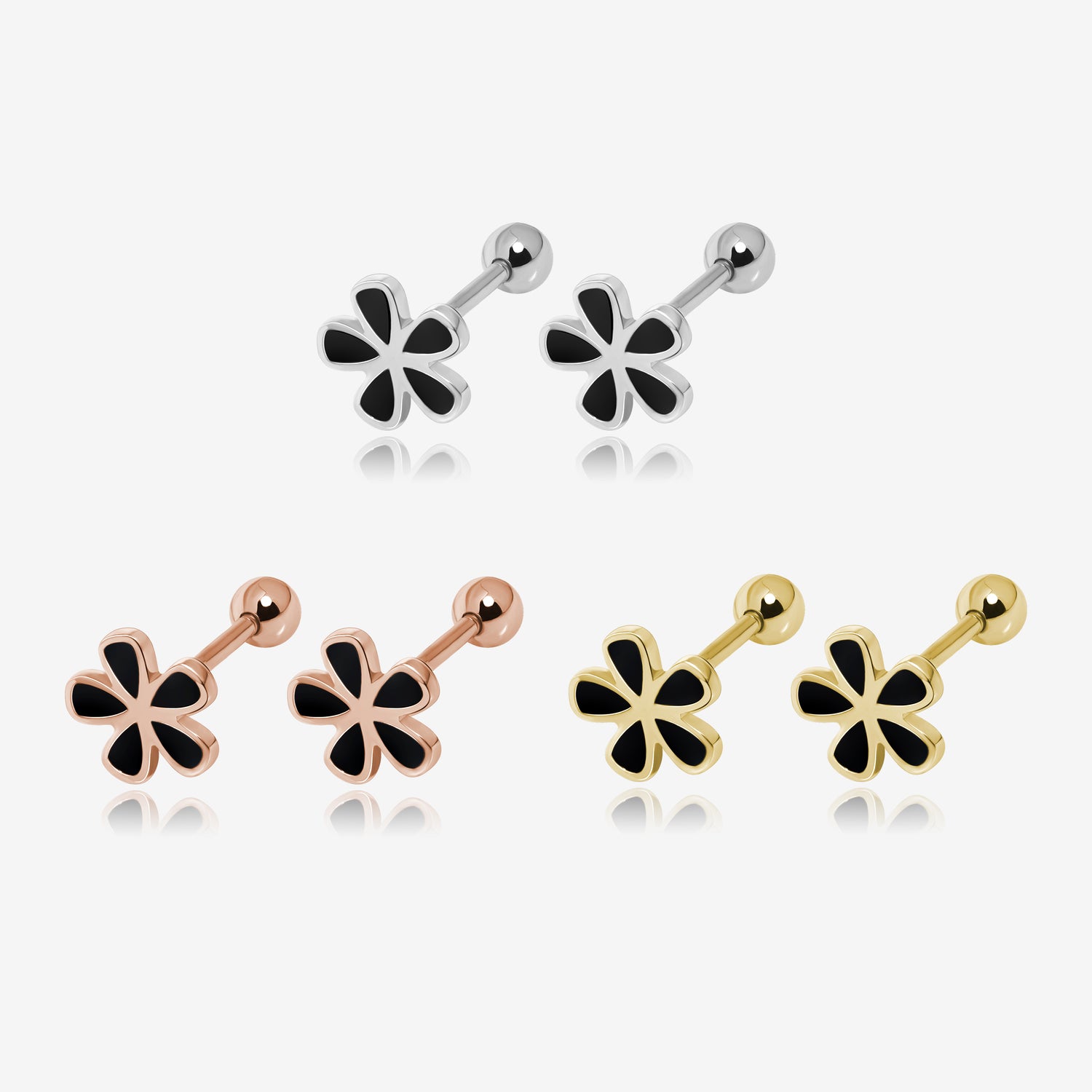 Enamel Blossom Screw Back Earrings