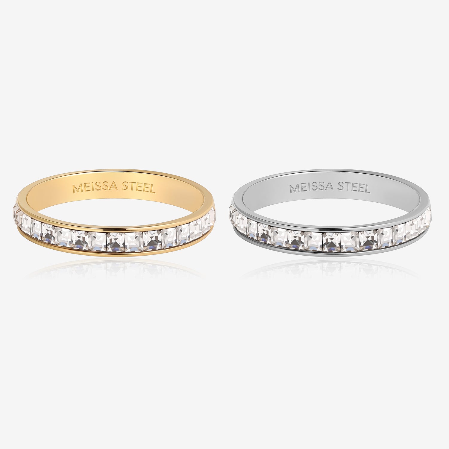 Channel Set Baguette Diamond Ring in Stainless Steel