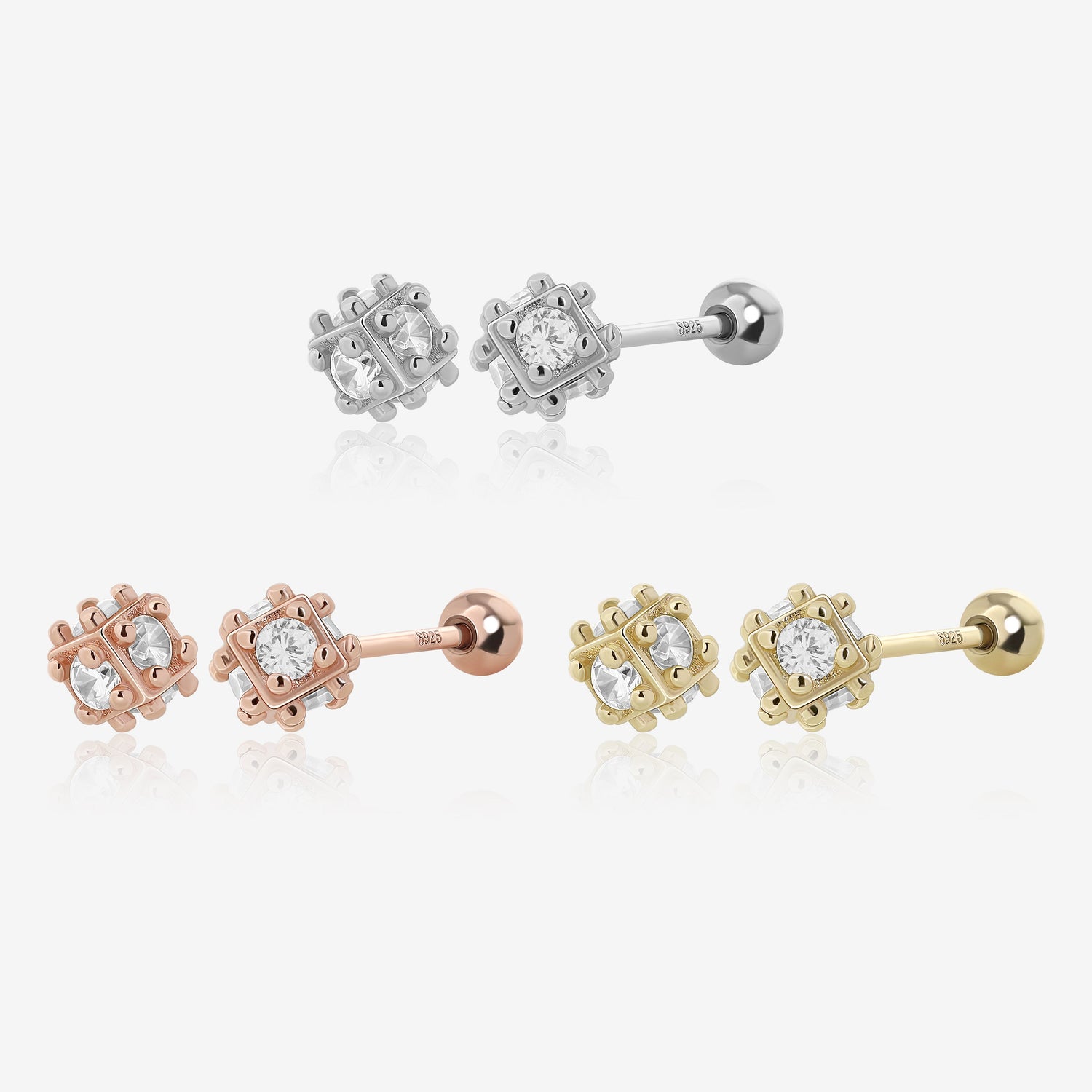 Brilliant Cluster Screw Back Earrings