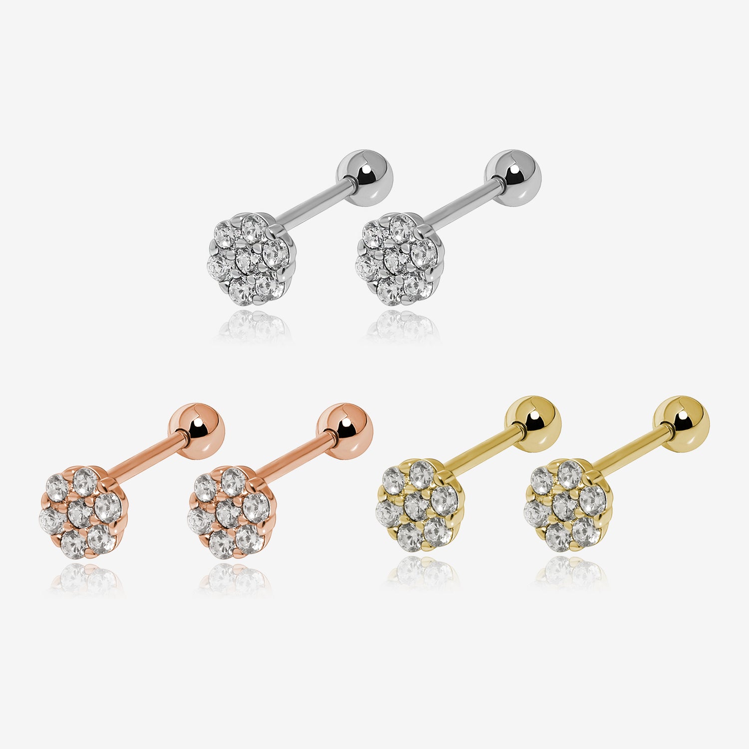 Dazzling Cluster Screw Back Earrings
