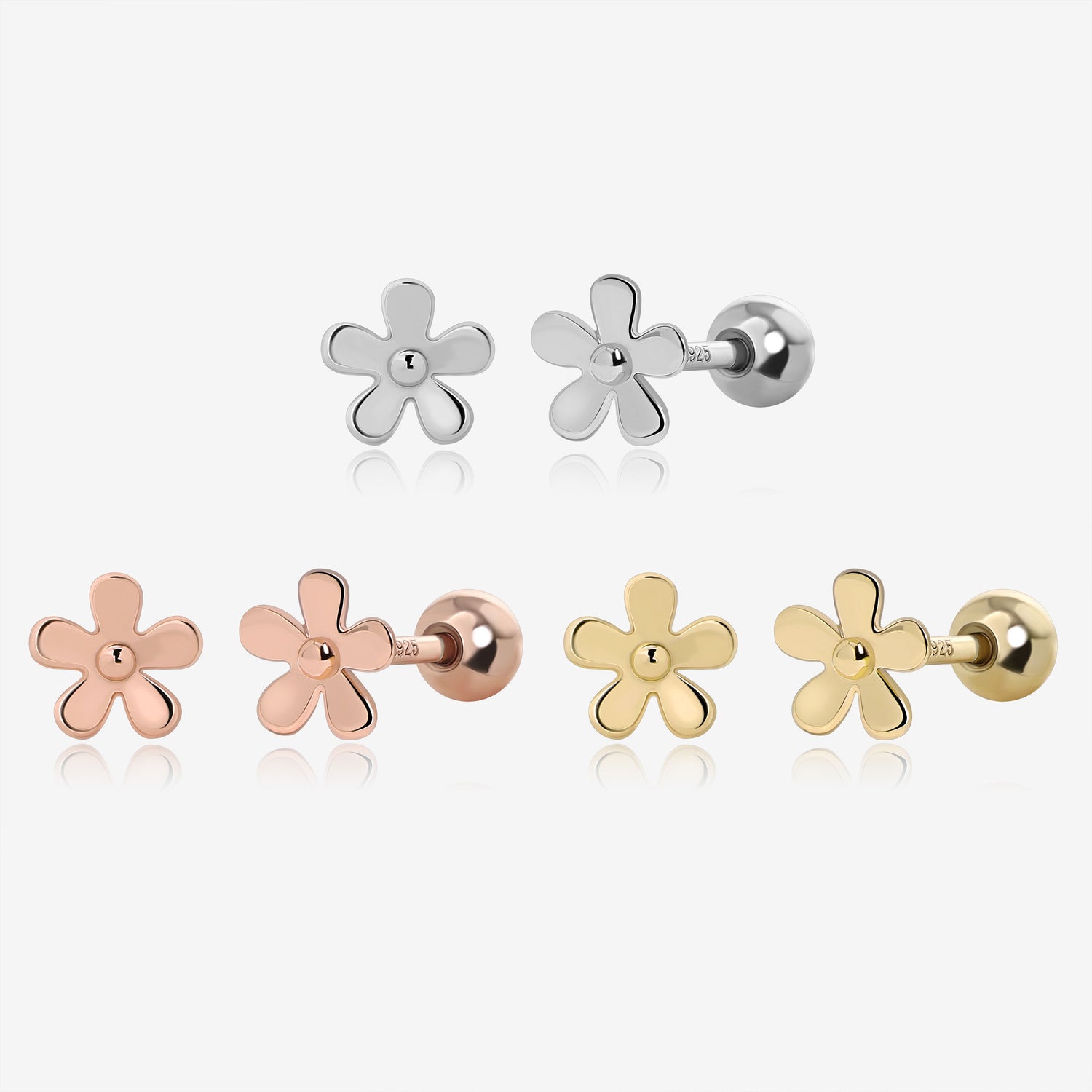 Flower Screw Back Earrings