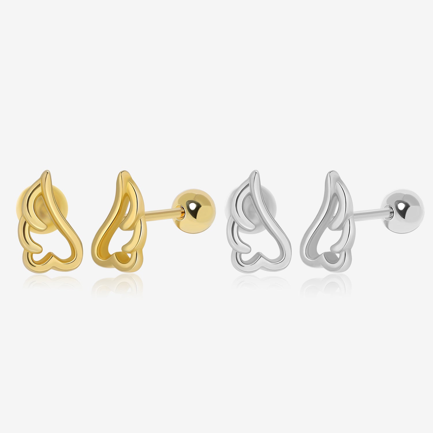 Angel Wings Screw Back Earrings