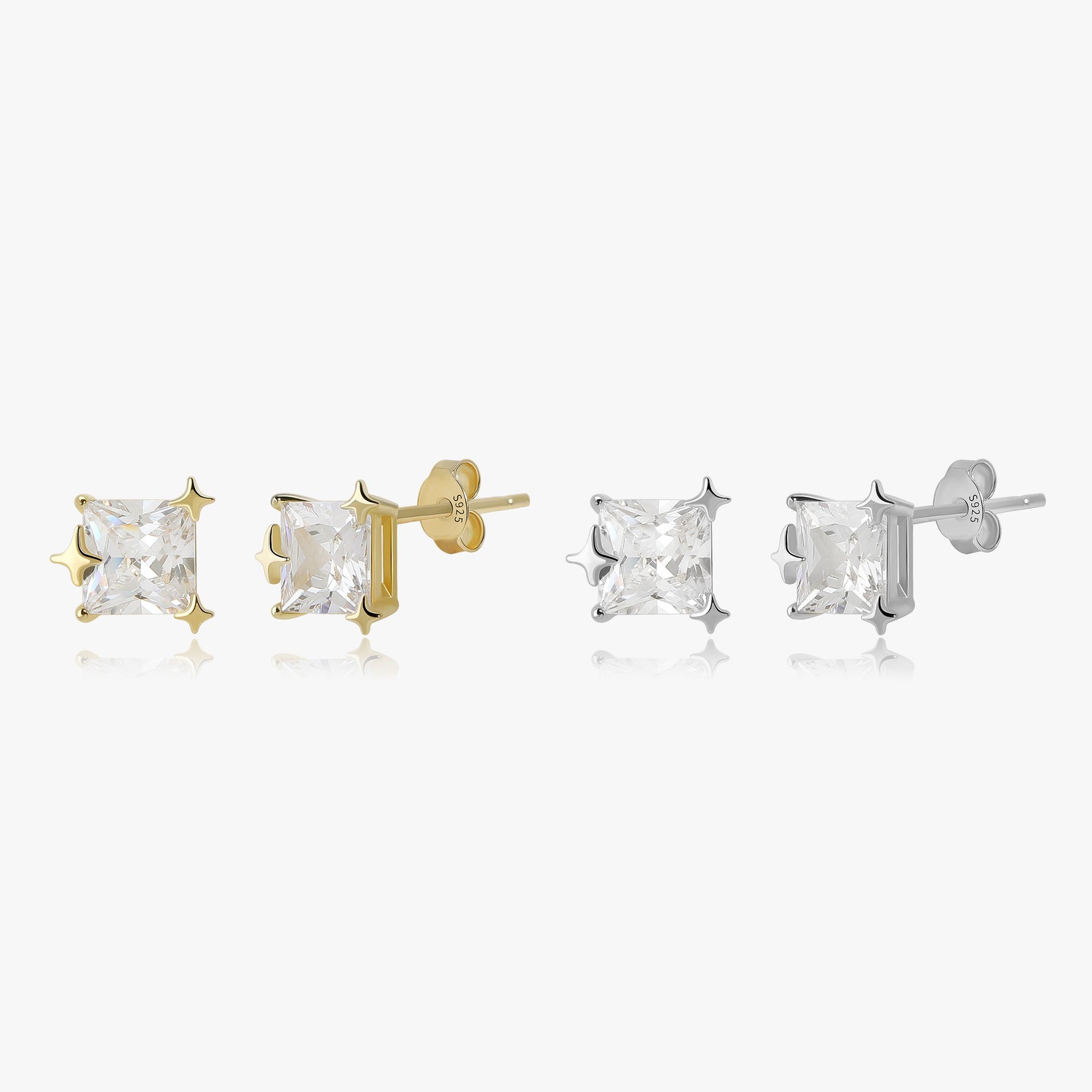 Square Diamond Star Earrings