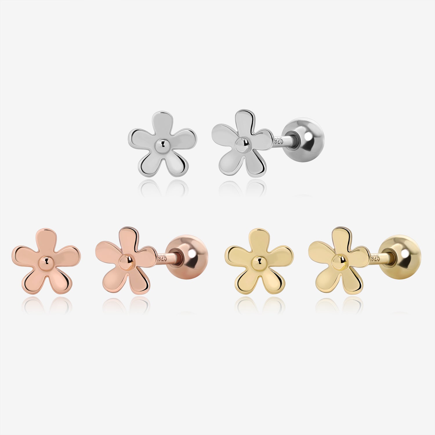 Flower Screw Back Earrings