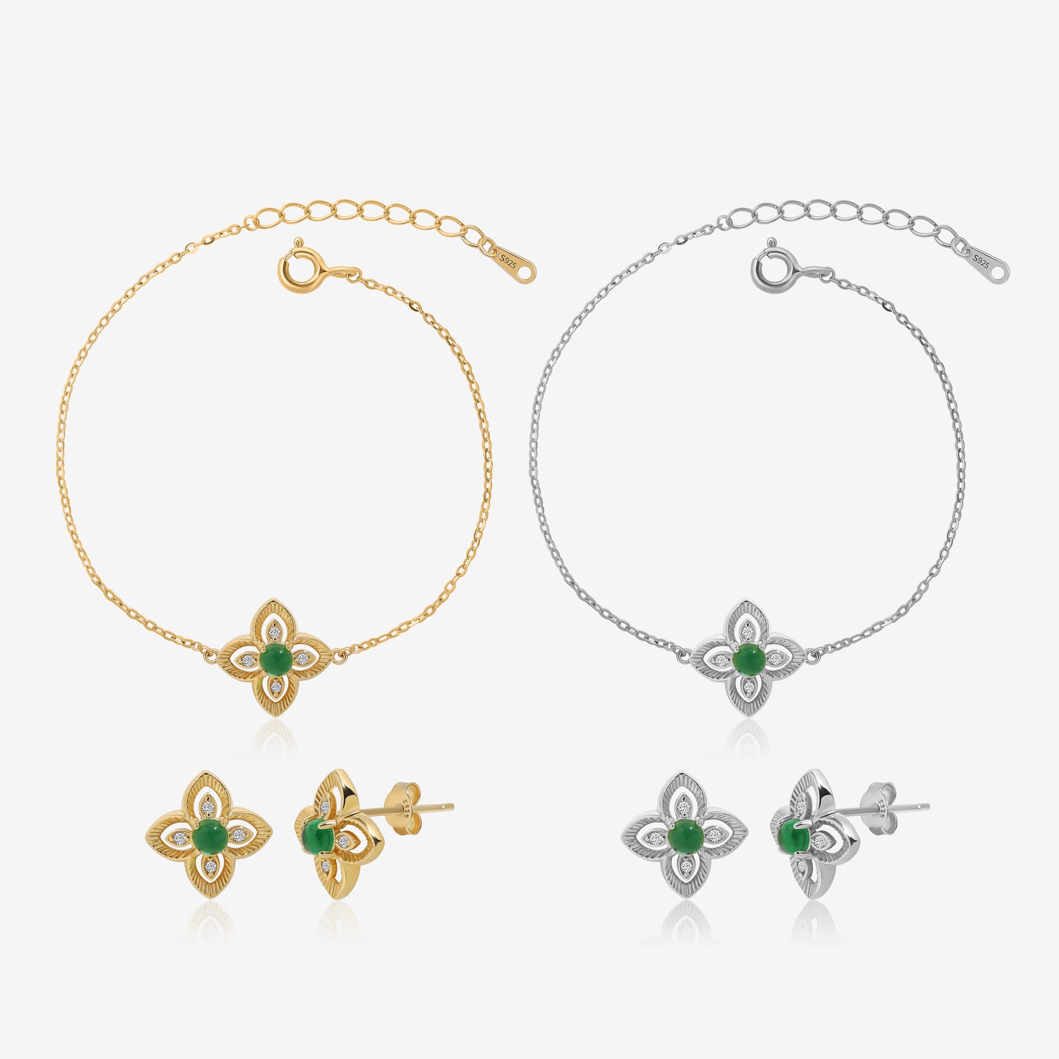 Evergreen Bloom Bracelet & Earrings Set
