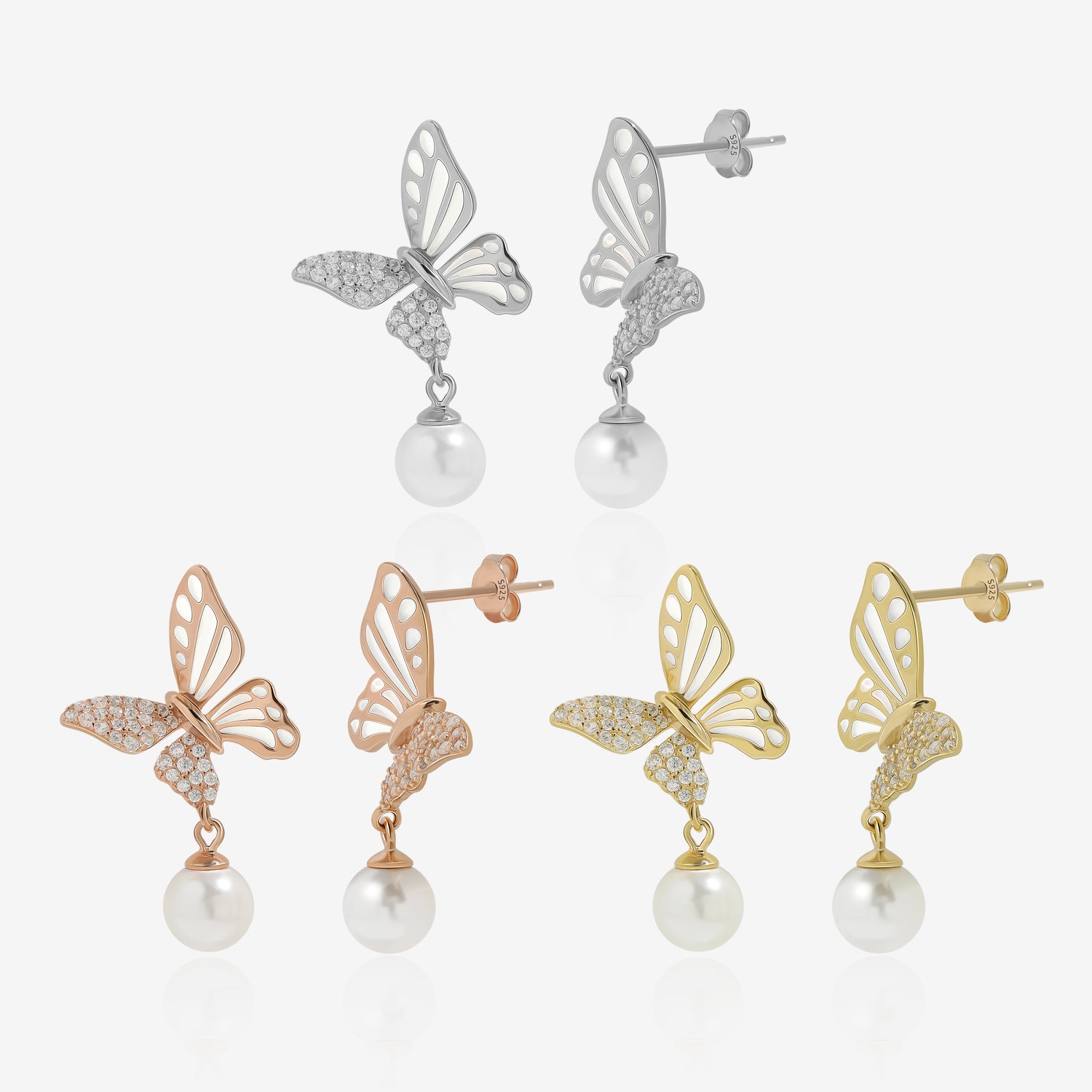 Graceful Wings Pearl Earrings