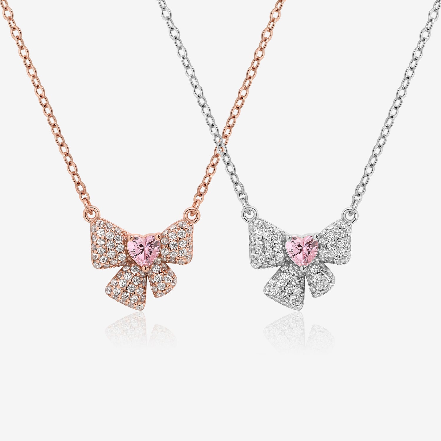 Sweetheart Sparkle Bow Necklace