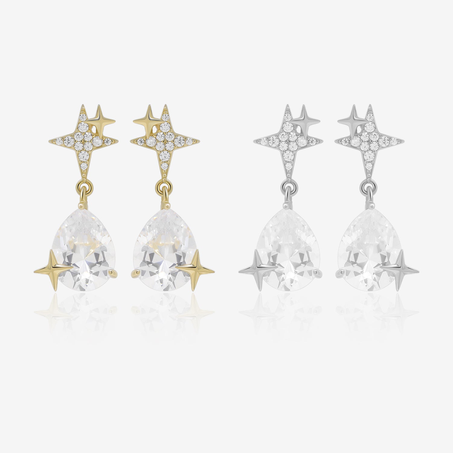 Pear Diamond Star Earrings