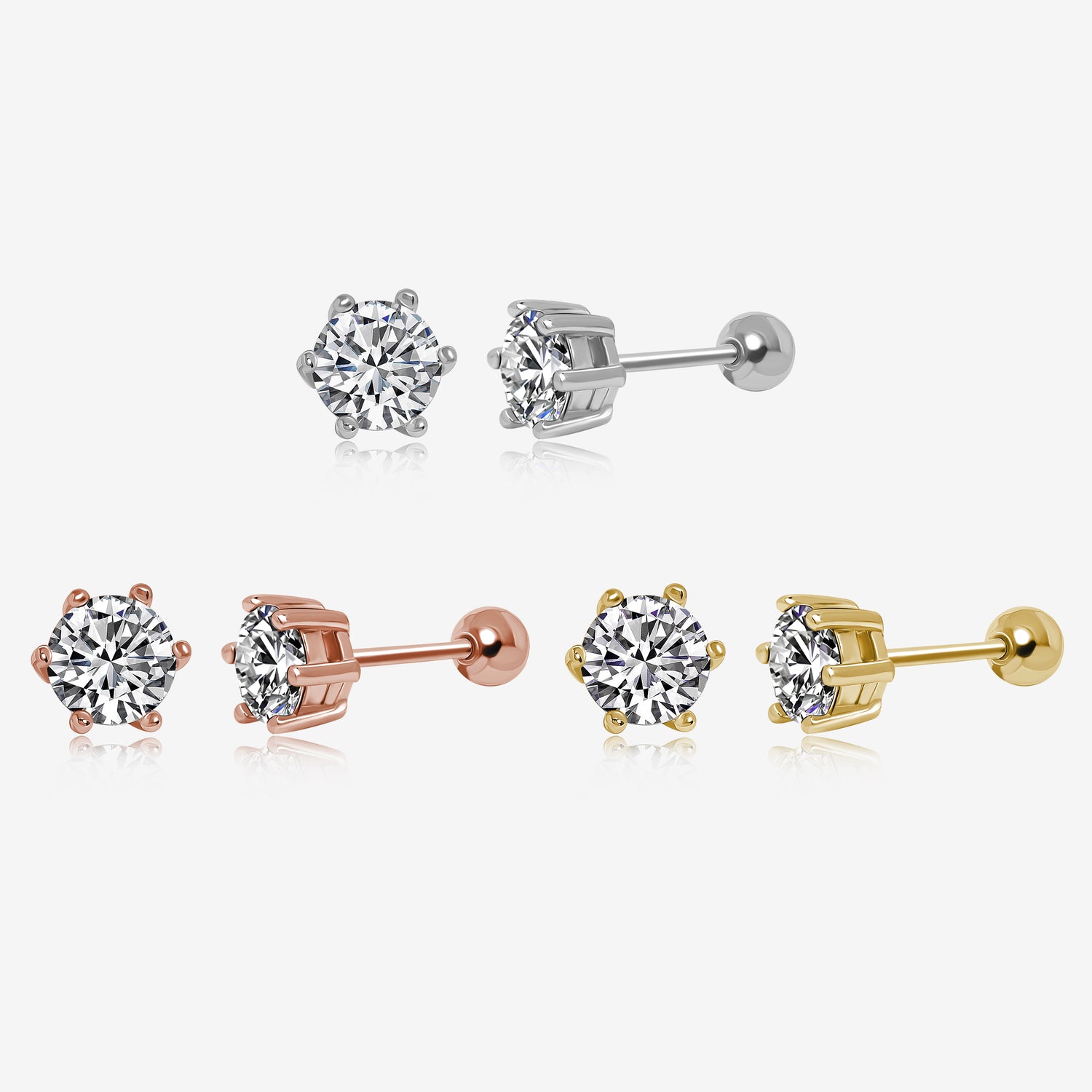 Diamond Screw Back Earrings