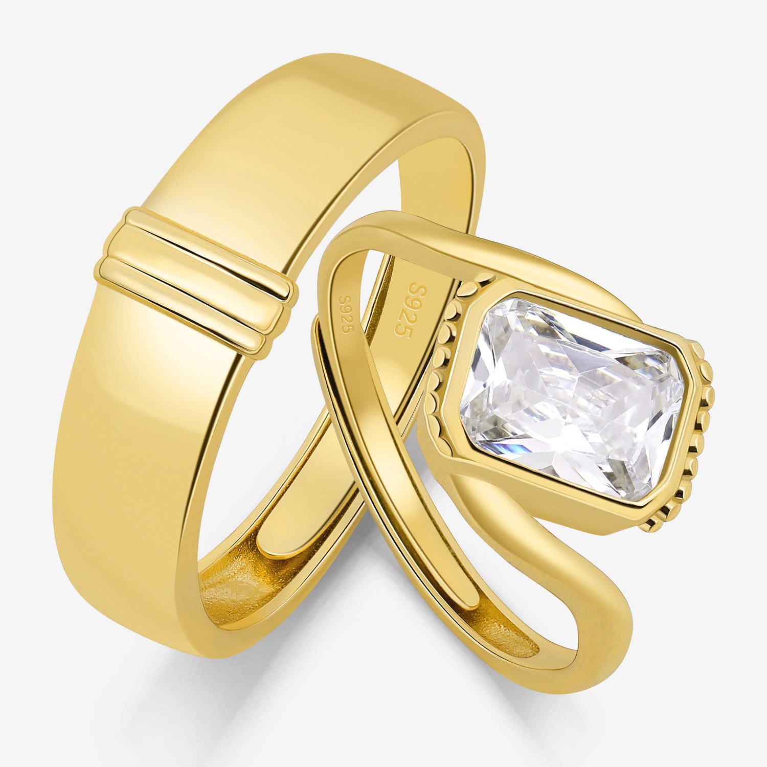 Lumina Curve Couples’ Rings (Gold)