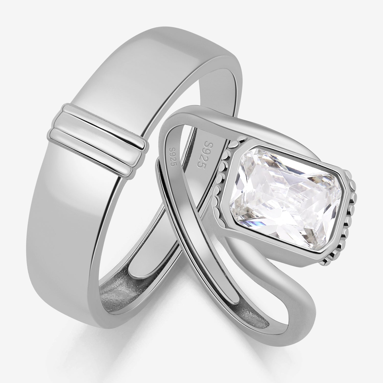 Lumina Curve Couples’ Rings (Silver)