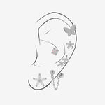 Spring Meadow Earrings Set in 925 sterling silver with butterfly, flower, opal, leaf and chain designs.