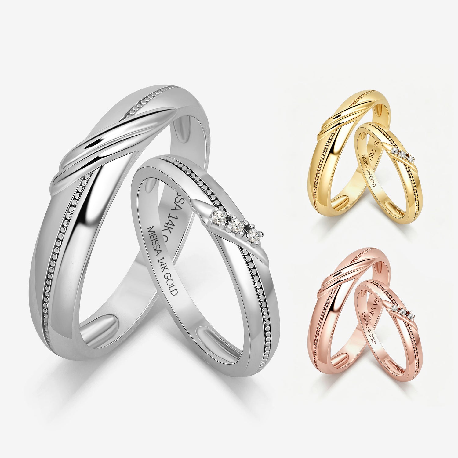 Woven Vow Couple Rings in Solid Gold
