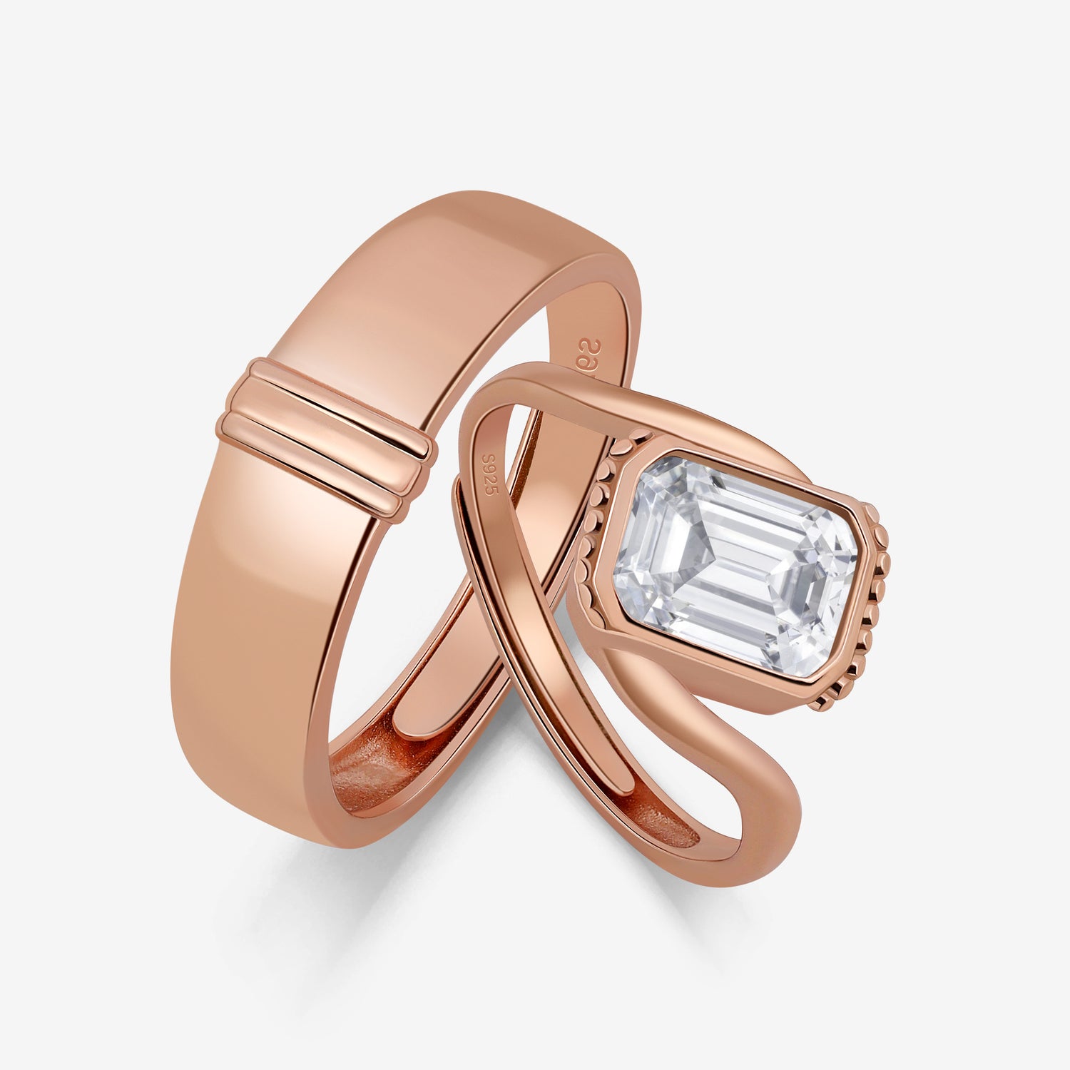 Lumina Curve Couples’ Rings (Rose Gold)