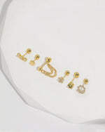 Minimalist Touch Earrings Set in 925 sterling silver with ball backs, chain detail and cubic zirconia accents.