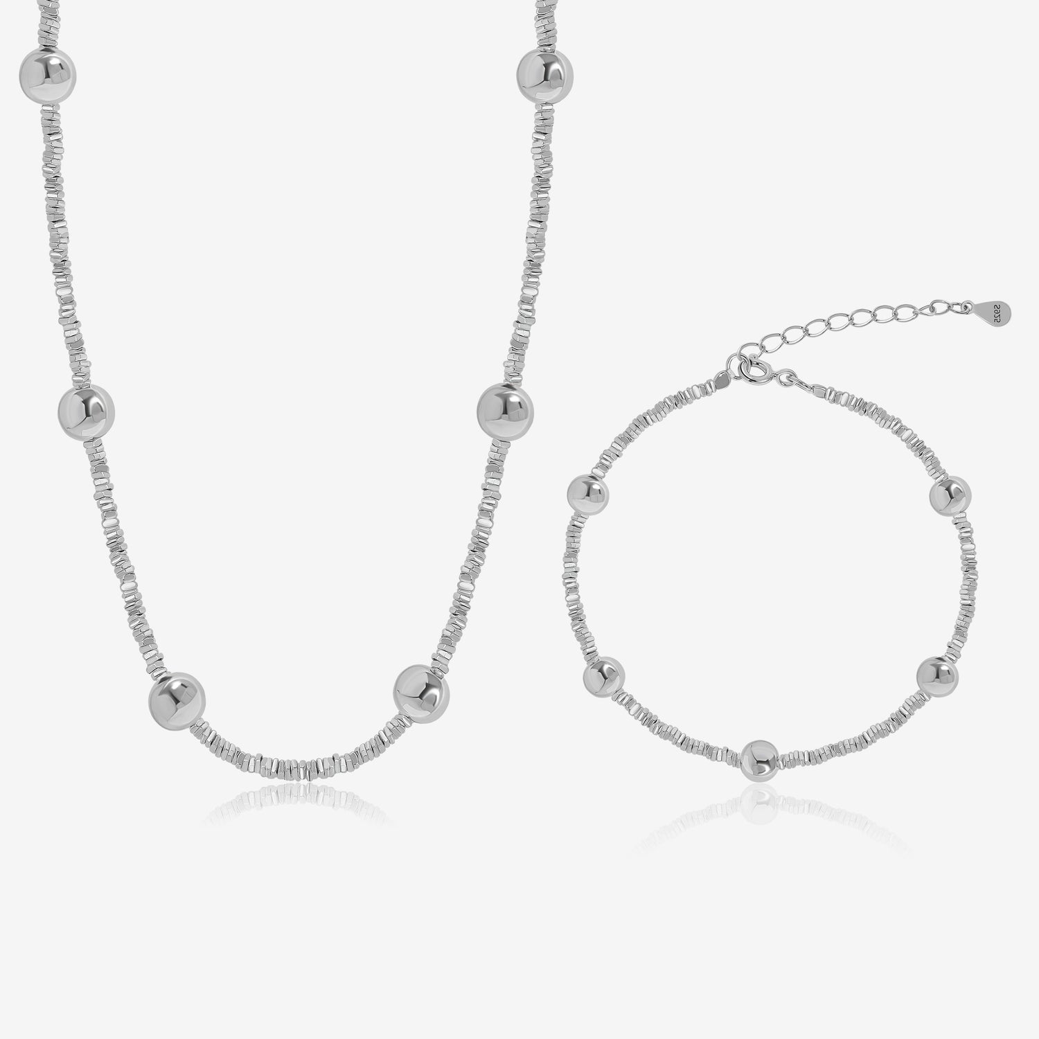 Round & Round Silver Beads Jewelry Set