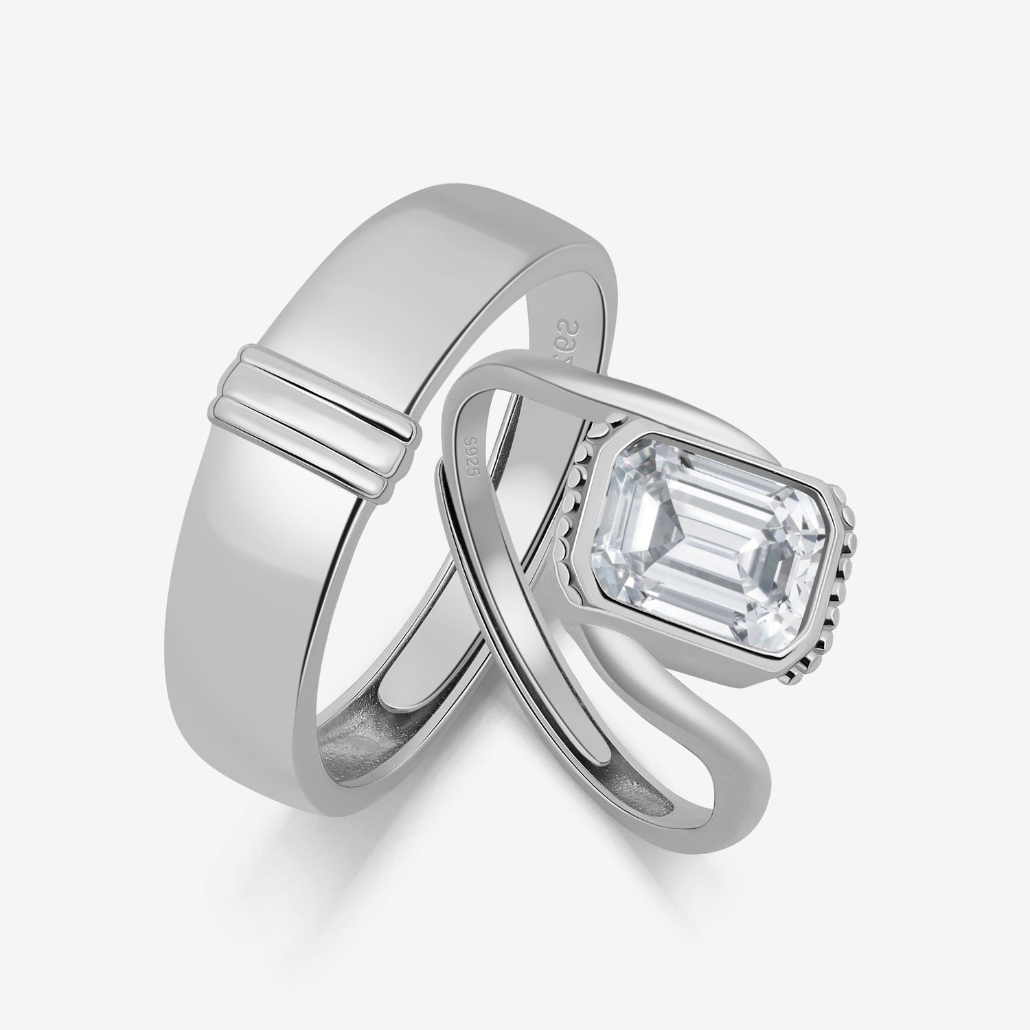 Lumina Curve Couples’ Rings (Silver)