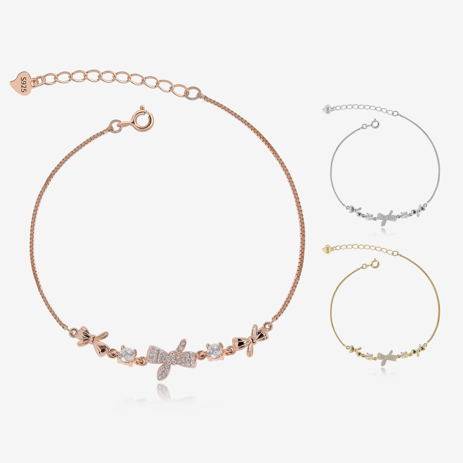 Coquette Sparkle Bows Bracelet