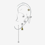 Chain Chic Earrings Set in 925 sterling silver with green and clear cubic zirconia, disc and chain designs.