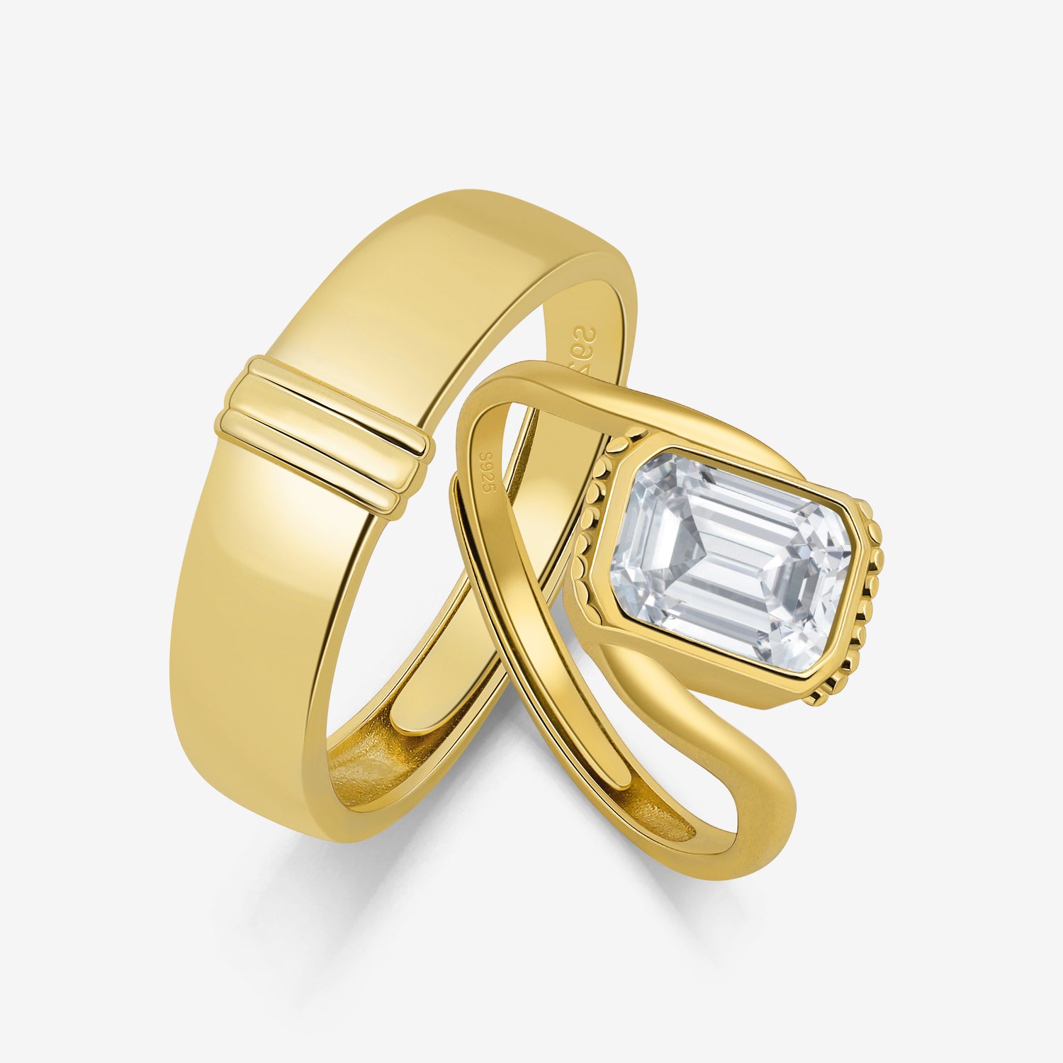 Lumina Curve Couples’ Rings (Gold)