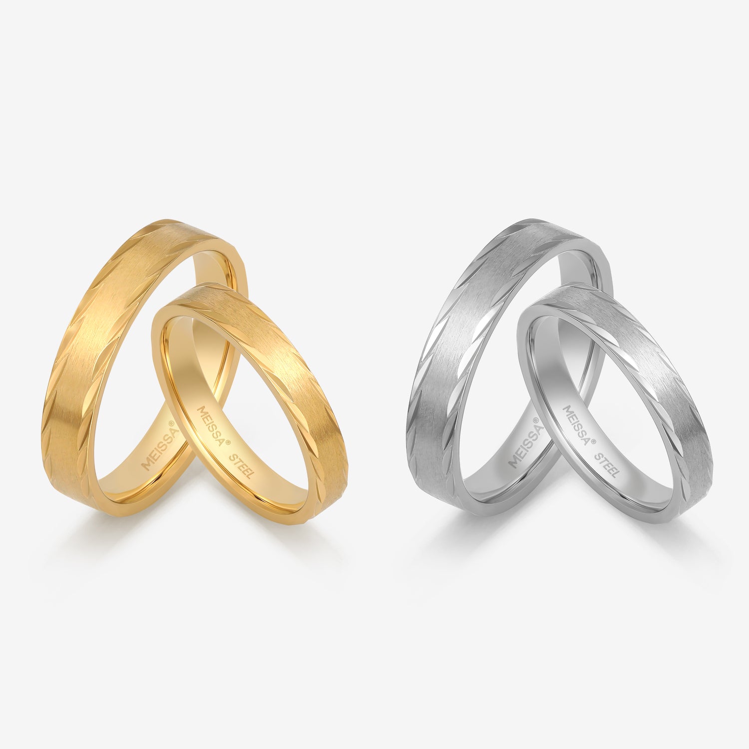 Eternal Echo Couples' Rings in Stainless Steel