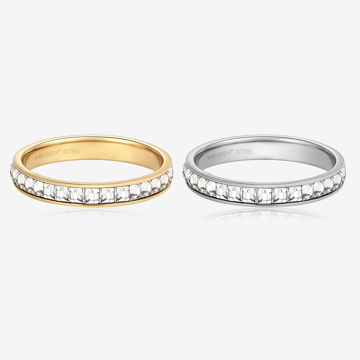 Channel Set Baguette Diamond Ring in Stainless Steel