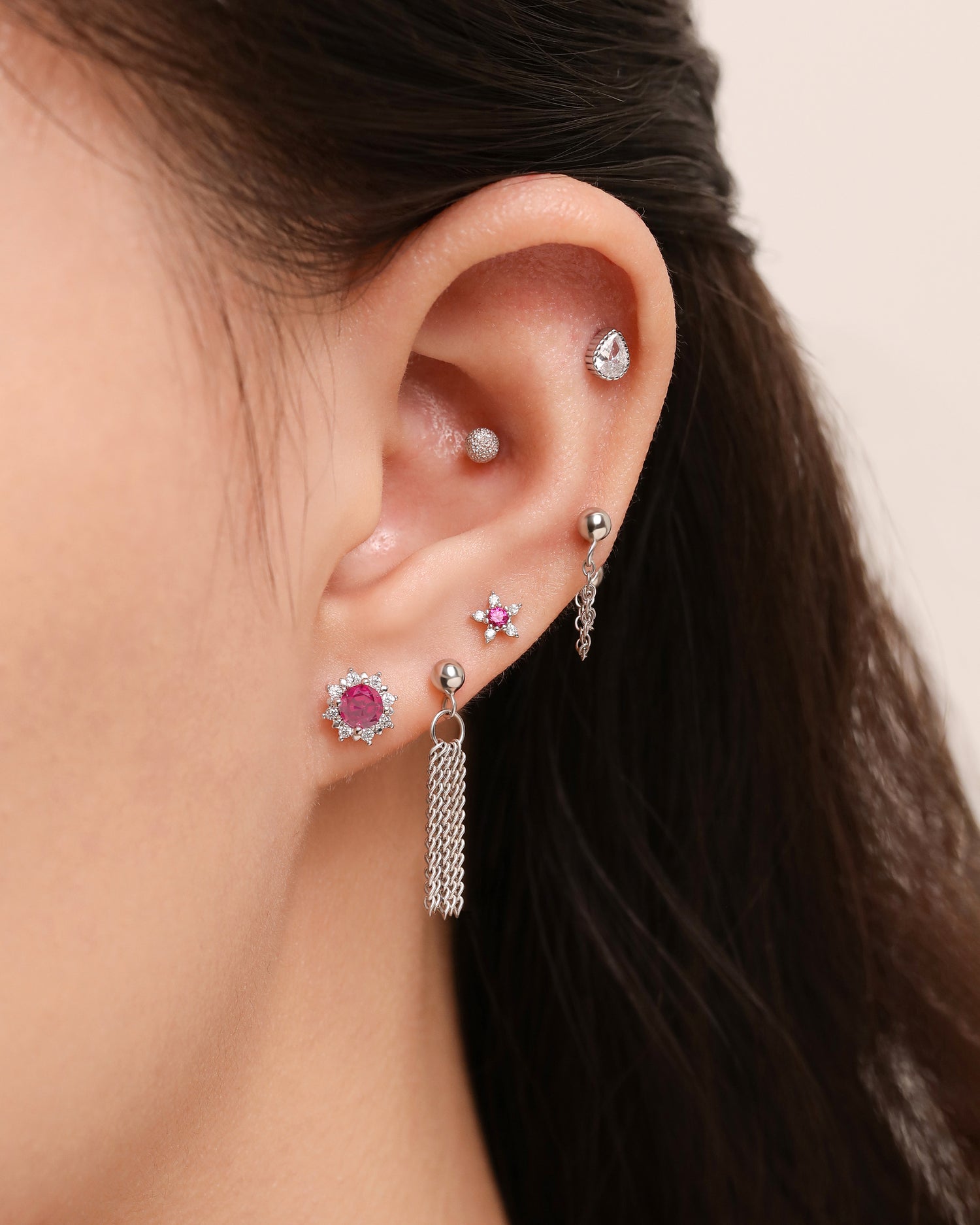 Rosy Aurora Earrings Set