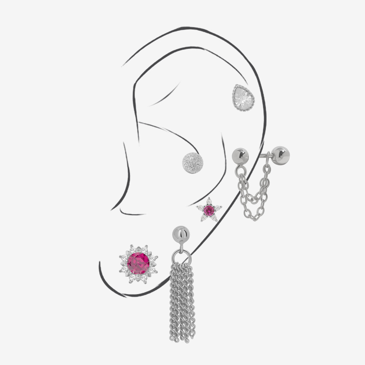 Rosy Aurora Earrings Set