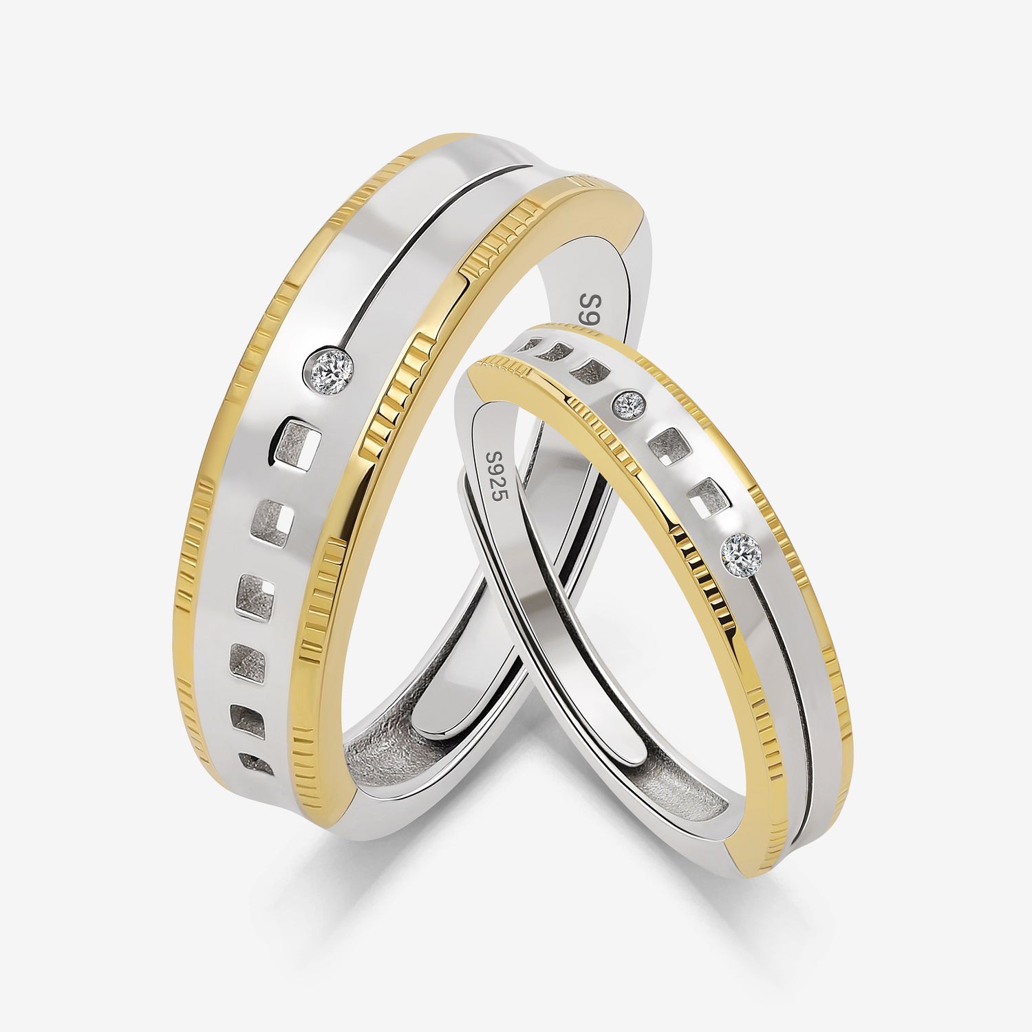 Parallel Hearts Couples’ Rings (Gold)