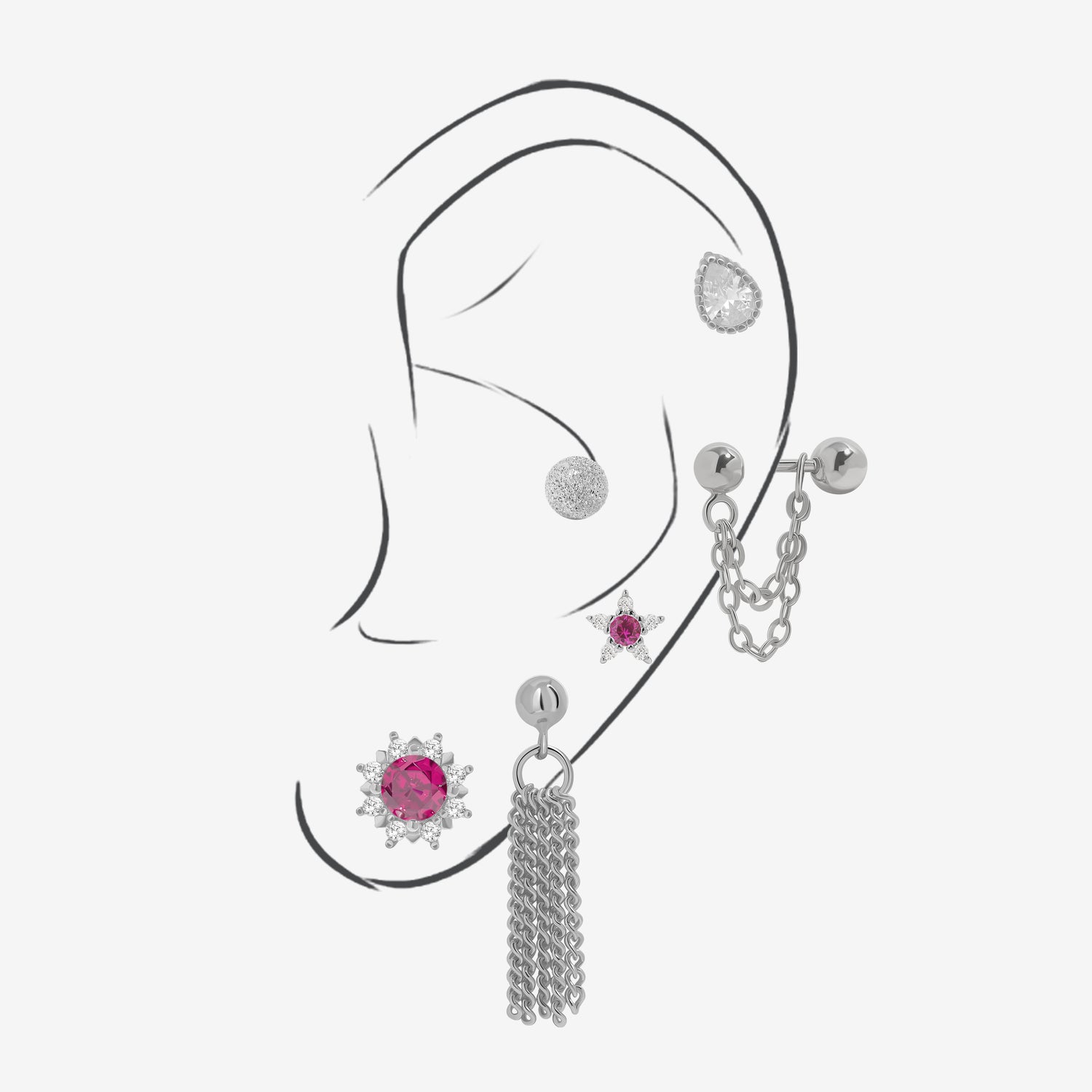 Rosy Aurora Earrings Set