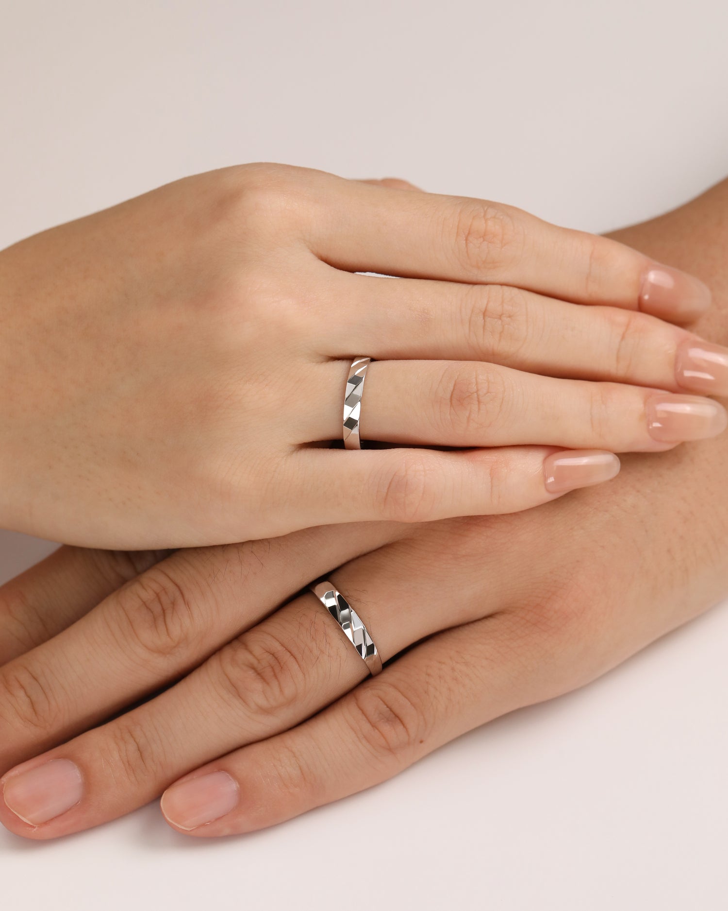 Carved Light Couples' Rings