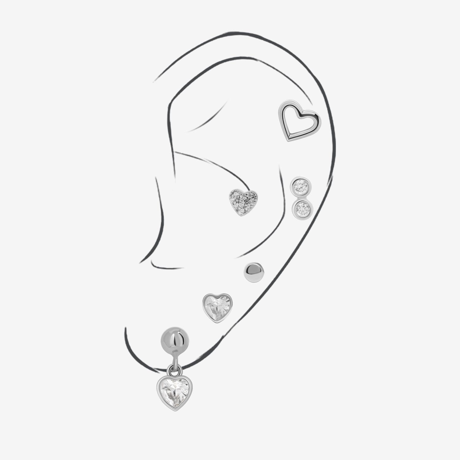 Endless Hearts Earrings Set